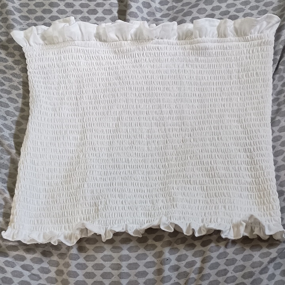 White Ruffled Smocked Tank Top